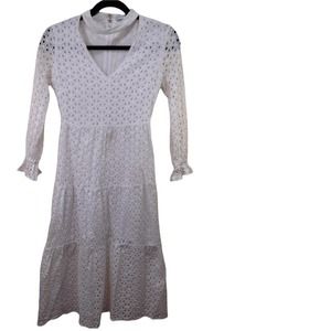 English Factory White Sleeve Choker Necklace Dress Size S